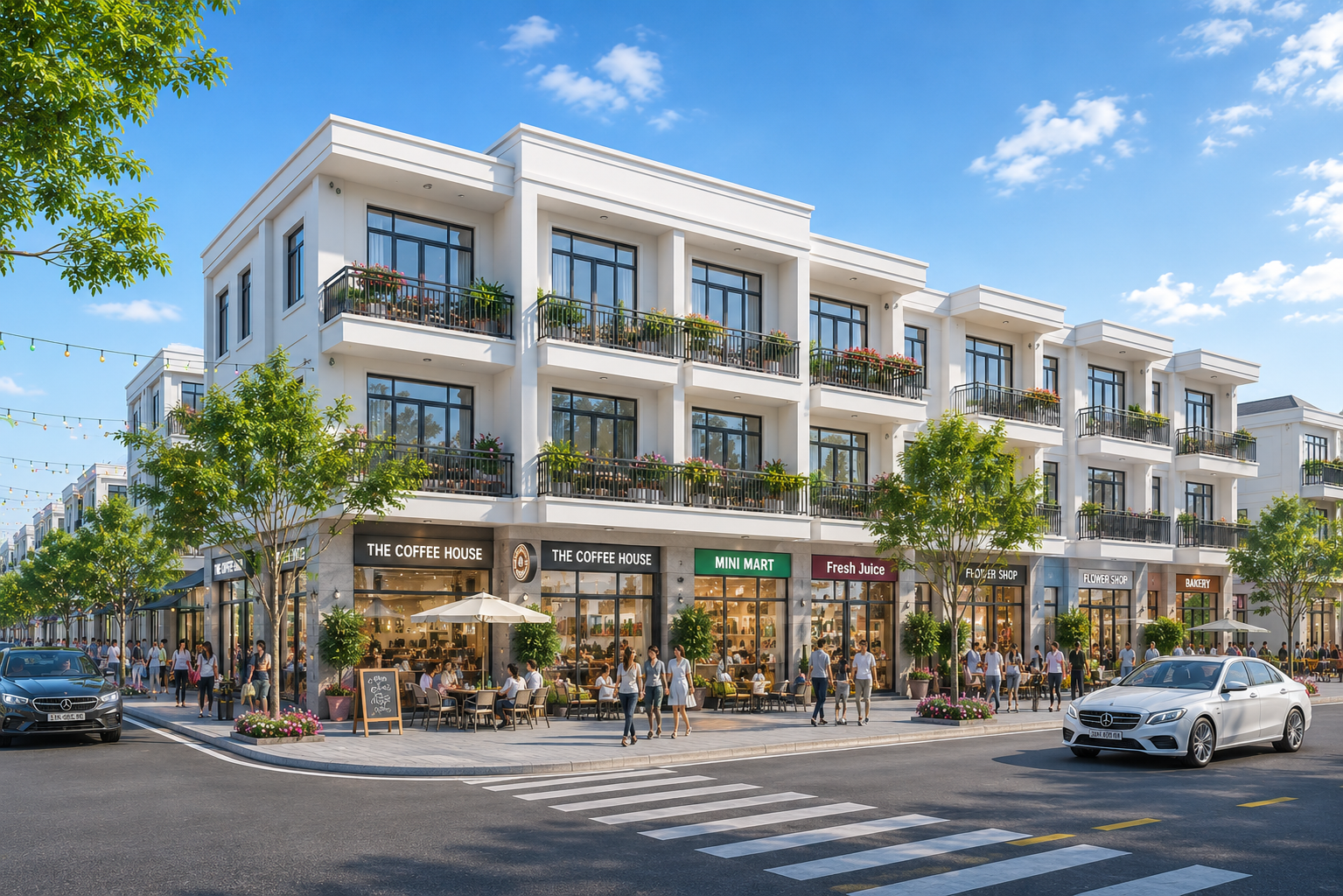 Phối cảnh căn Solaris nhà phố 1 trệt 2 lầu Phước Đông New City