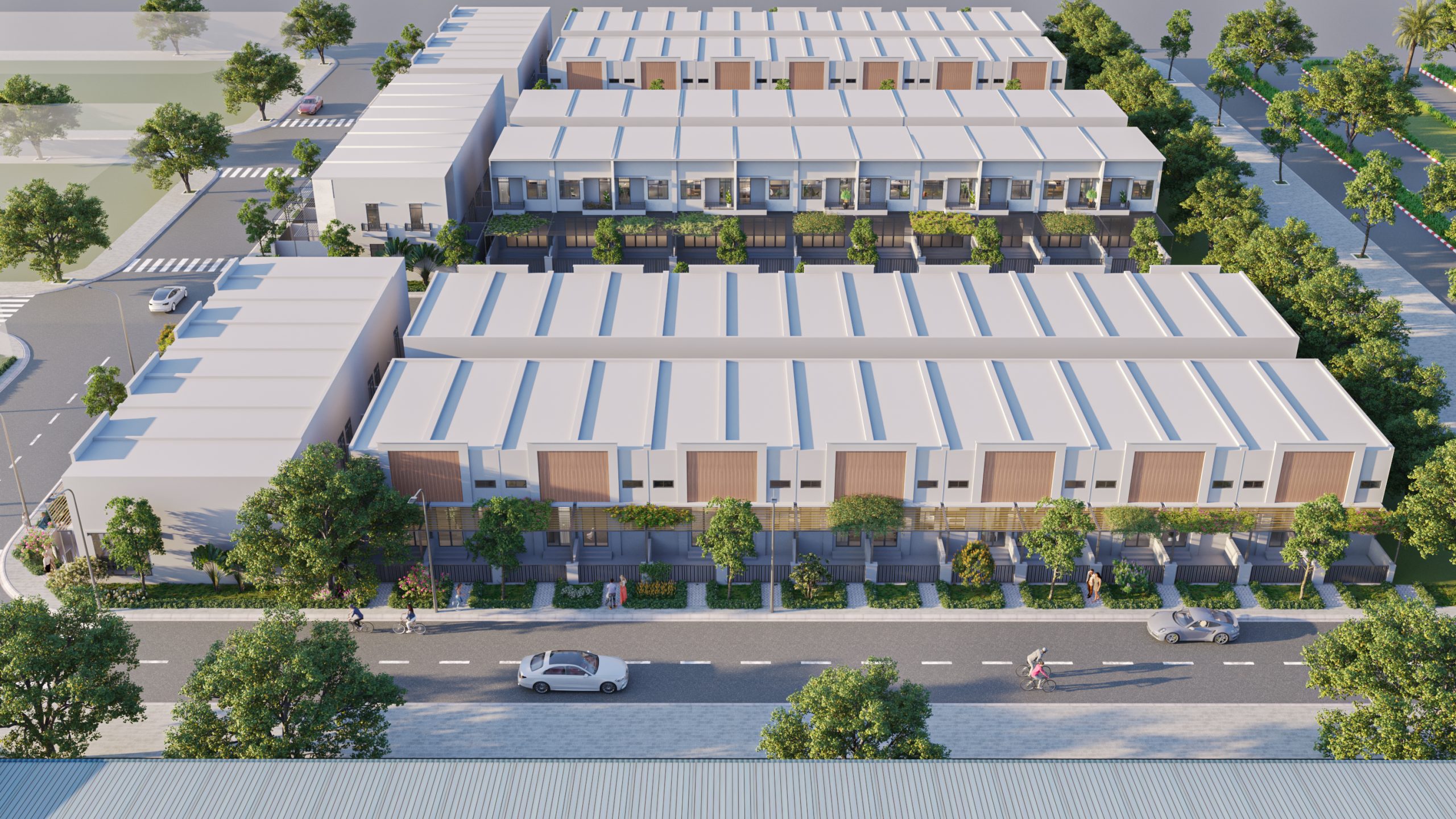Phối cảnh nhà phố 1 trệt 1 lửng Phước Đông New City