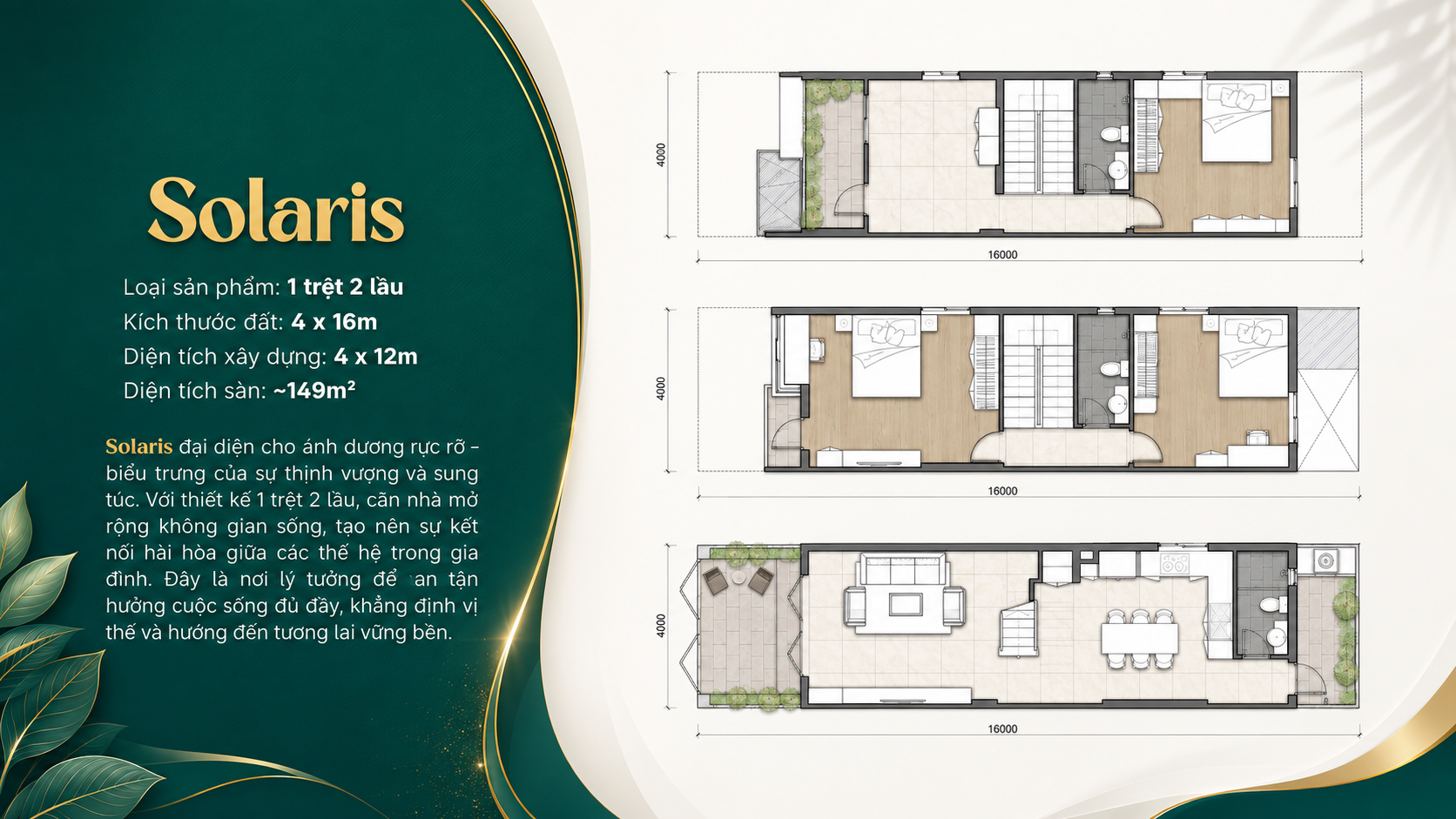 Layout nhà phố 1 trệt 2 lầu Solaris Phước Đông New City