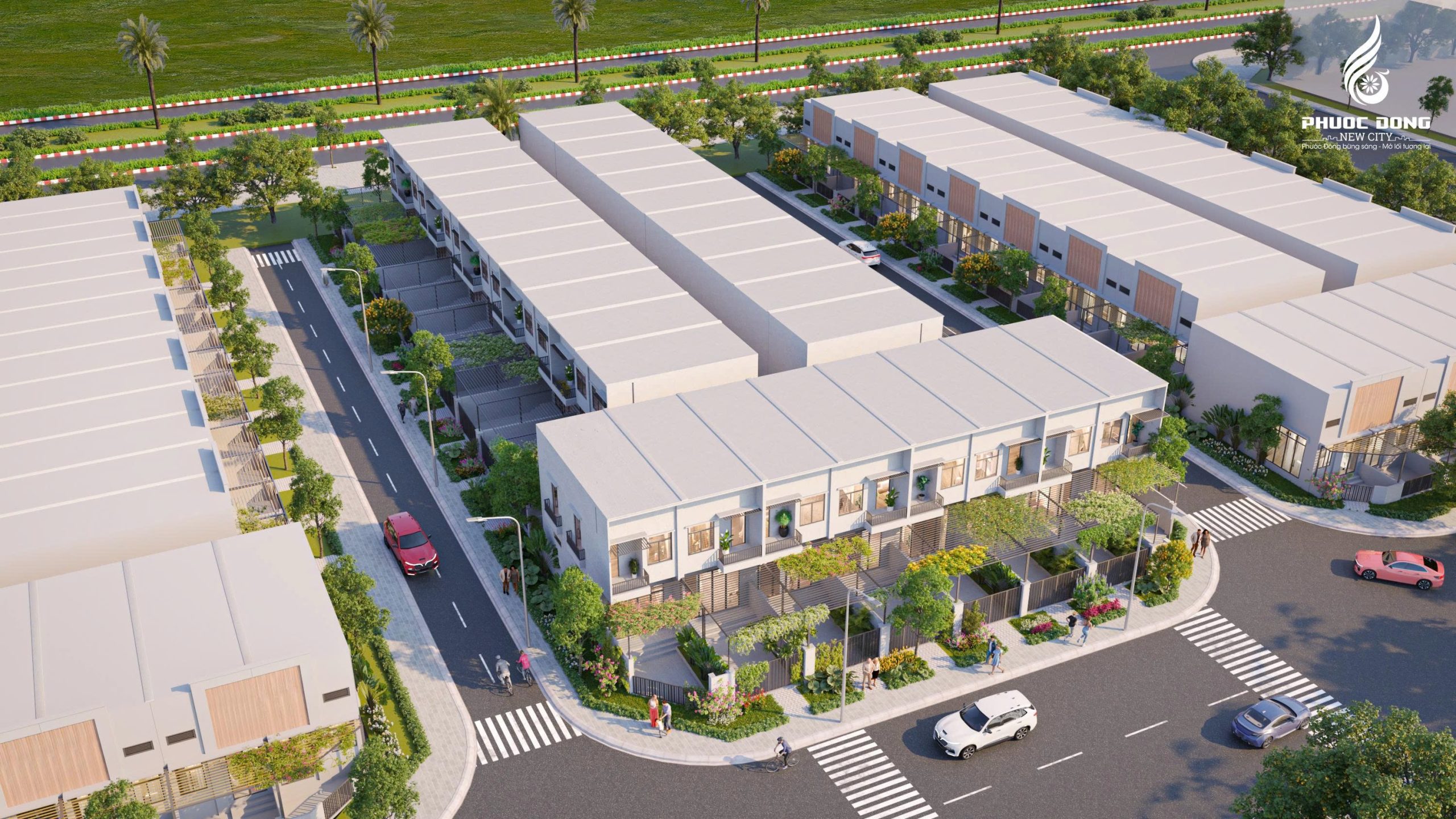Phối cảnh nhà phố 1 trệt 1 lầu Phước Đông New City